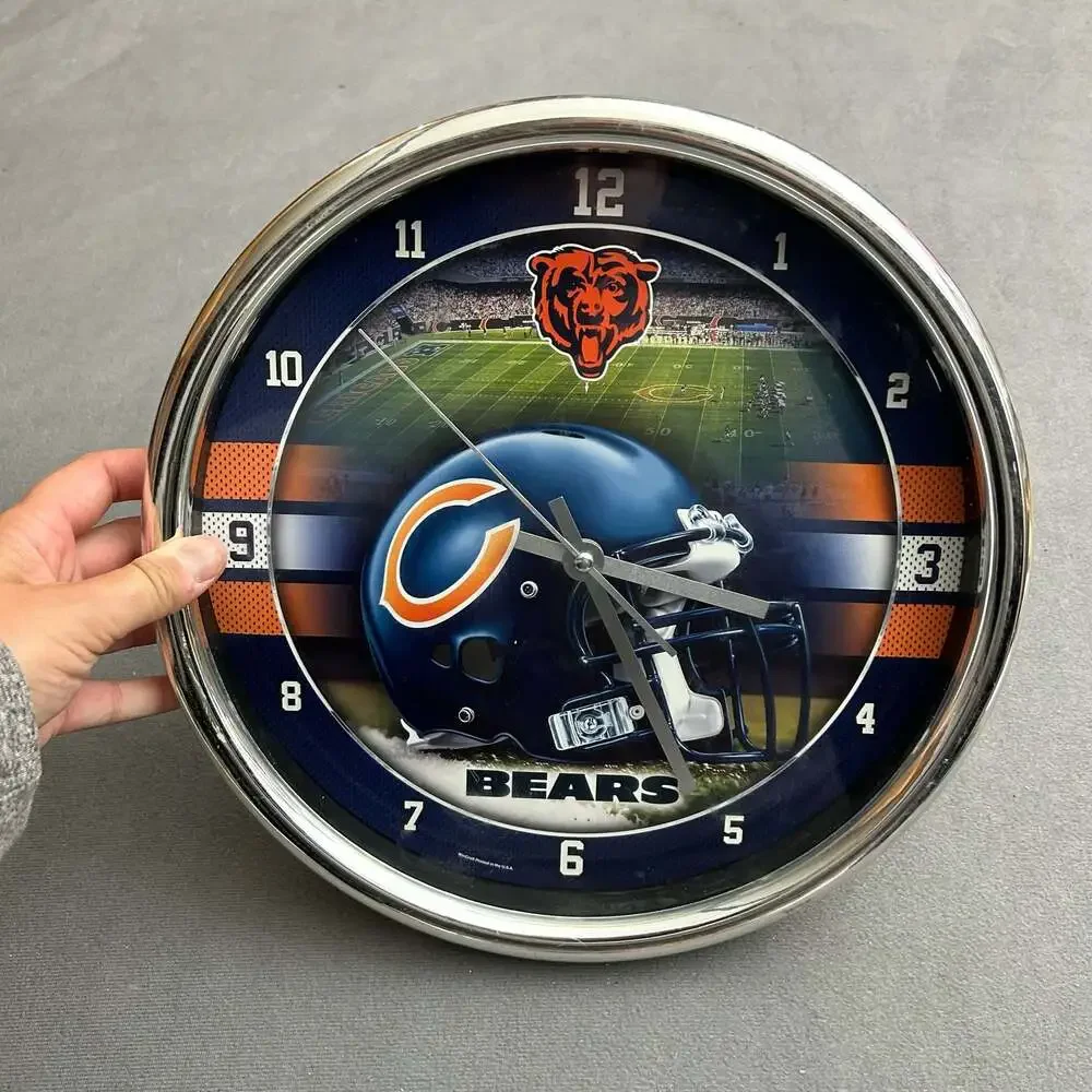 WinCraft Chicago Bears NFL Chrome Plated 12 Inch Retro Helmet Wall Clock